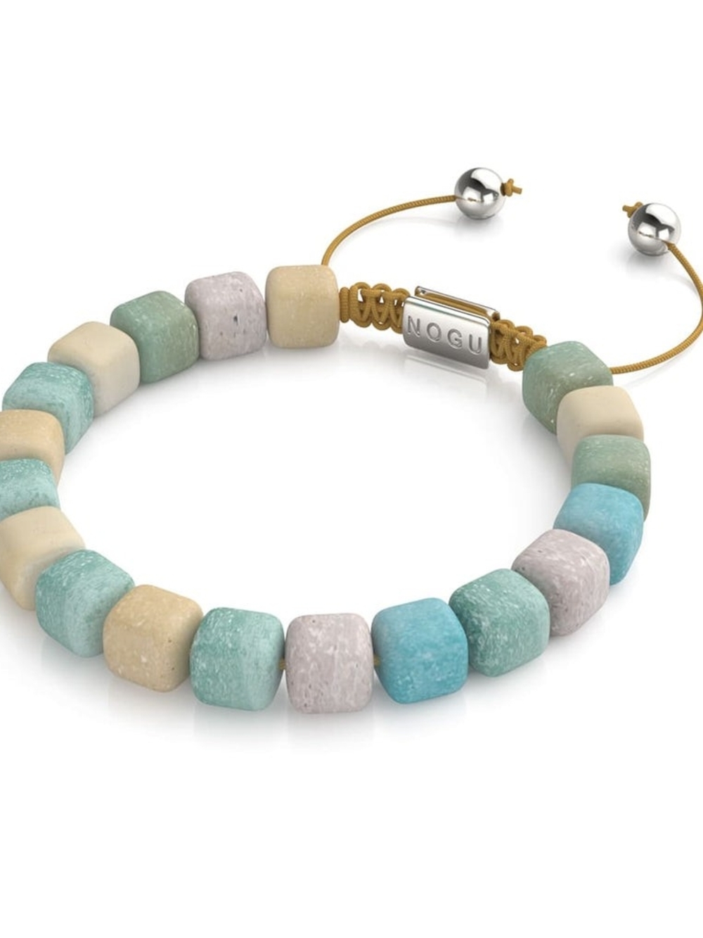 🆕️ NOGU Amazonia Silver Gemstone Pebble Macrame Bracelet